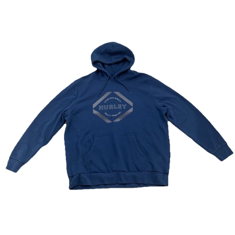 Hurley Men’s Graphic Fleece Lined Hoodie Blue Size XXL Used